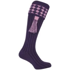 Jack Pyke Harlequin Shooting Socks Purple/Mauve